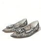 Elegant Silver Floral Lace Flat Shoes