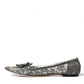Elegant Silver Floral Lace Flat Shoes