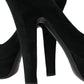 Black Suede Leather Platform Heel Pumps Shoes