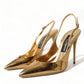 Gilded Luxe Leather Slingback Heels