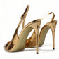 Gilded Luxe Leather Slingback Heels