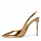 Gilded Luxe Leather Slingback Heels