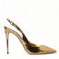 Gilded Luxe Leather Slingback Heels