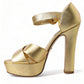 Gold Leather Crystal-Embellished Sandals