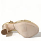 Gold Leather Crystal-Embellished Sandals