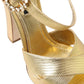 Gold Leather Crystal-Embellished Sandals