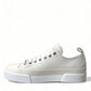 Elegant White Leather Portofino Sneakers