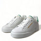 Chic White Sneakers with Green Heel Accent