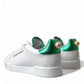 Chic White Sneakers with Green Heel Accent