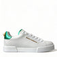 Chic White Sneakers with Green Heel Accent