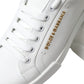 Chic White Sneakers with Green Heel Accent