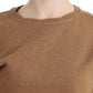 Chic Brown Crewneck Cotton Sweater