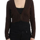 Elegant Brown Virgin Wool Cropped Cardigan