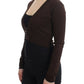 Elegant Brown Virgin Wool Cropped Cardigan