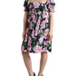 Black A-Line Dress with Pink Floral Prints