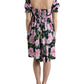 Black A-Line Dress with Pink Floral Prints