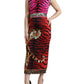 Elegant Animal Print Sheath Midi Dress