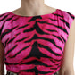 Elegant Animal Print Sheath Midi Dress