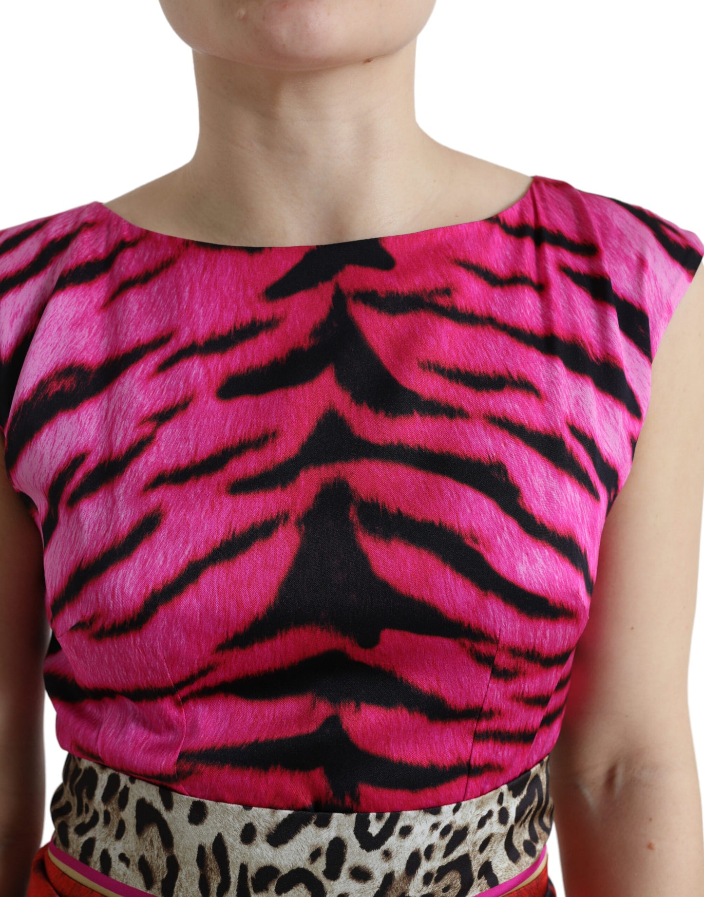 Elegant Animal Print Sheath Midi Dress