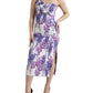 Elegant Wisteria Print One Shoulder Midi Dress