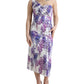Elegant Wisteria Print One Shoulder Midi Dress
