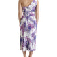 Elegant Wisteria Print One Shoulder Midi Dress