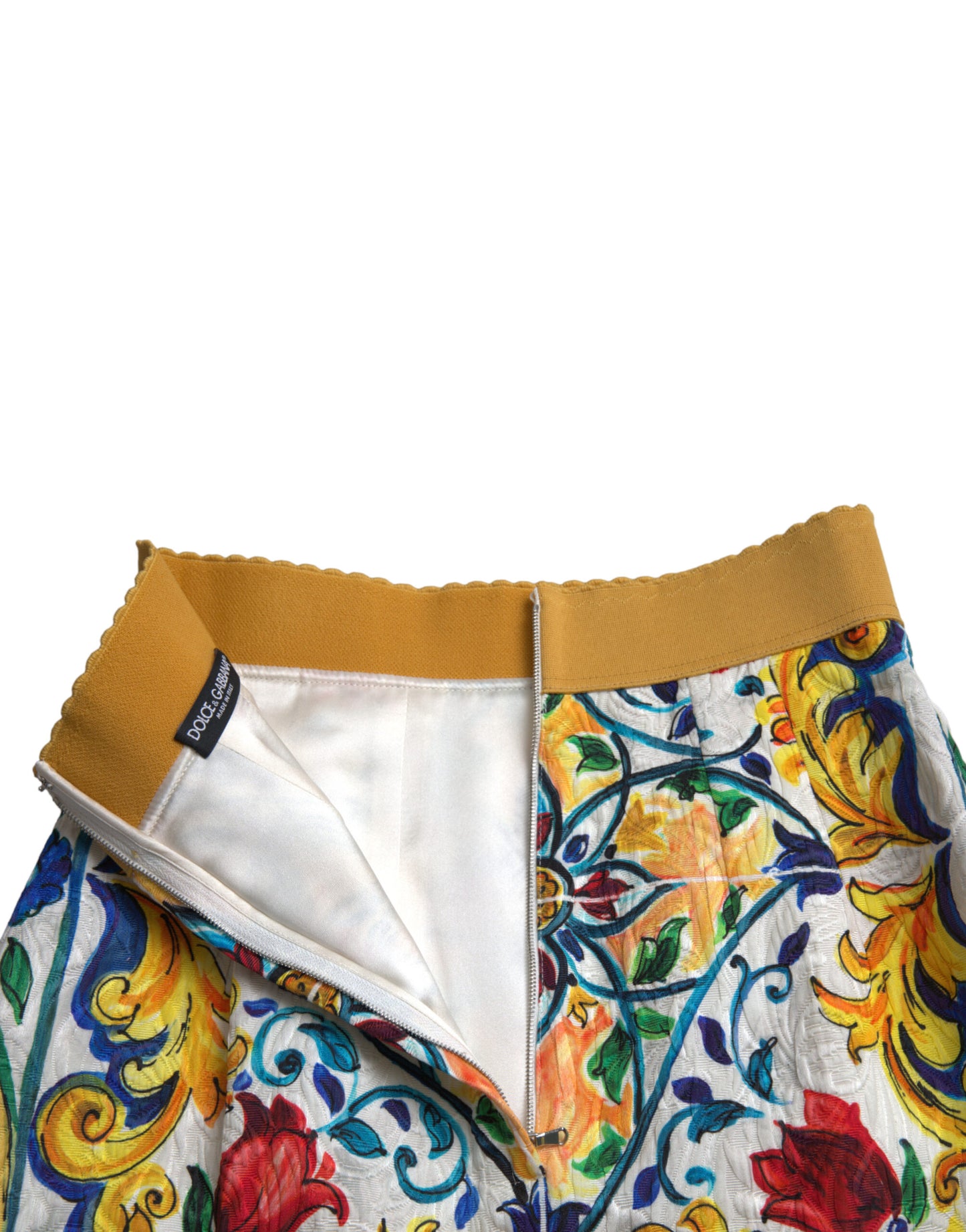High Waist Majolica Print Mini Skirt