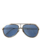 Elegant Gold Framed Blue Lens Sunglasses