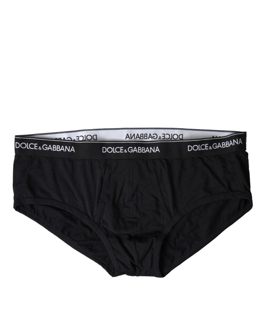 Elegant Black Cotton Stretch Briefs