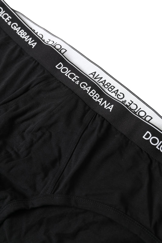 Elegant Black Cotton Stretch Briefs