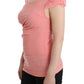 Pink Cotton Blend Tank Top with Cap Sleeves