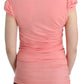 Pink Cotton Blend Tank Top with Cap Sleeves