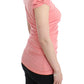 Pink Cotton Blend Tank Top with Cap Sleeves