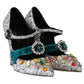 Elegant Silver-Black Crystal Mary Janes Pumps