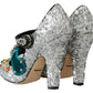 Elegant Silver-Black Crystal Mary Janes Pumps