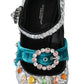 Elegant Silver-Black Crystal Mary Janes Pumps