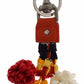 Red White Raffia Leather Clasp Finder Keyring Keychain
