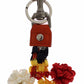 Red White Raffia Leather Clasp Finder Keyring Keychain