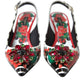 Chic Multicolor Floral Slingback Heels with Crystals