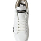 Elegant White & Gold Leather Sneakers
