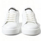 Elegant White & Gold Leather Sneakers