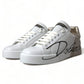 Elegant White & Gold Leather Sneakers