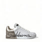 Elegant White & Gold Leather Sneakers