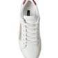 Elegant White and Pink Leather Sneakers