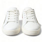 Elegant White and Pink Leather Sneakers
