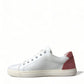 Elegant White and Pink Leather Sneakers
