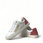 Elegant White and Pink Leather Sneakers
