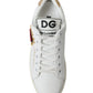 Elegant White Leather Sneakers with Gold Studs