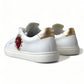 Elegant White Leather Sneakers with Gold Studs