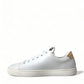 Elegant White Leather Sneakers with Gold Studs